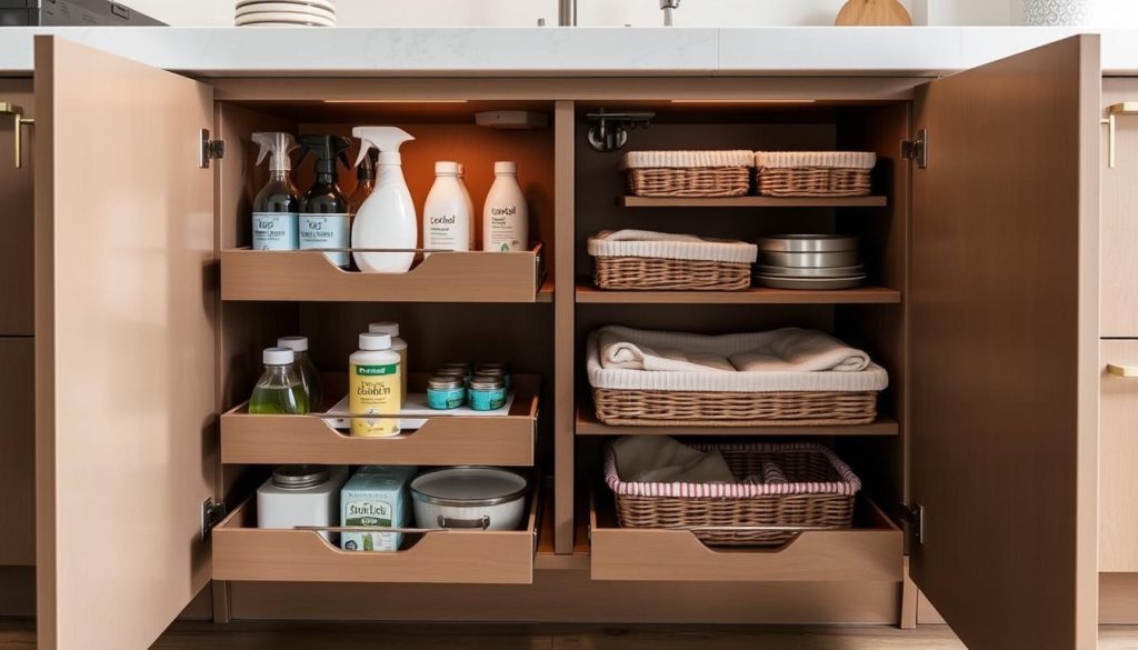 Pullout drawer systems for under-sink storage