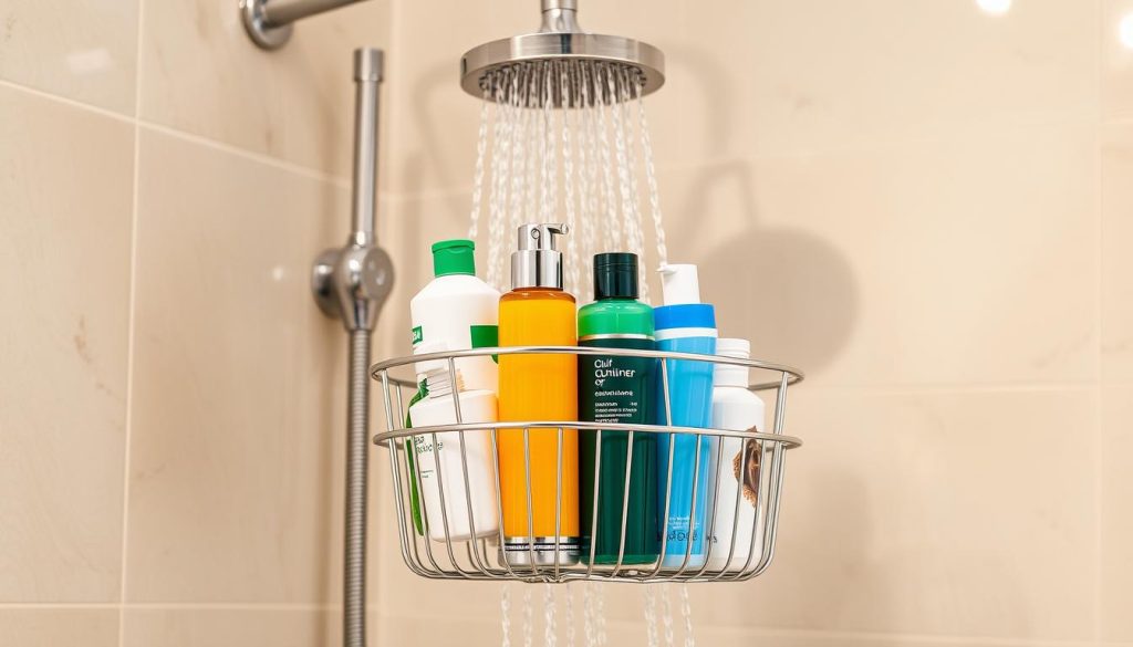 Shower caddies for bathroom organization