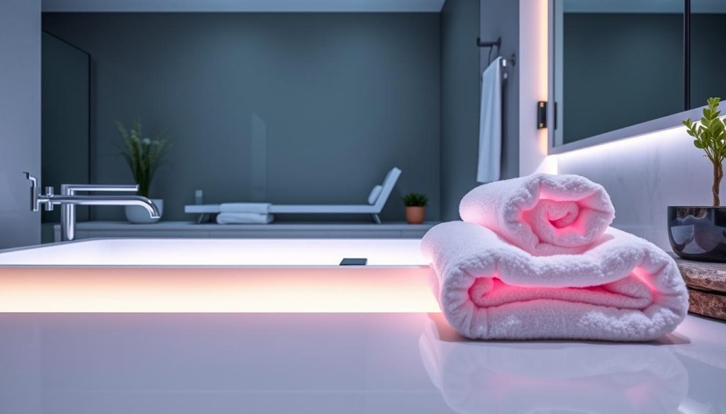 Smart bathroom technology with voice-controlled lighting