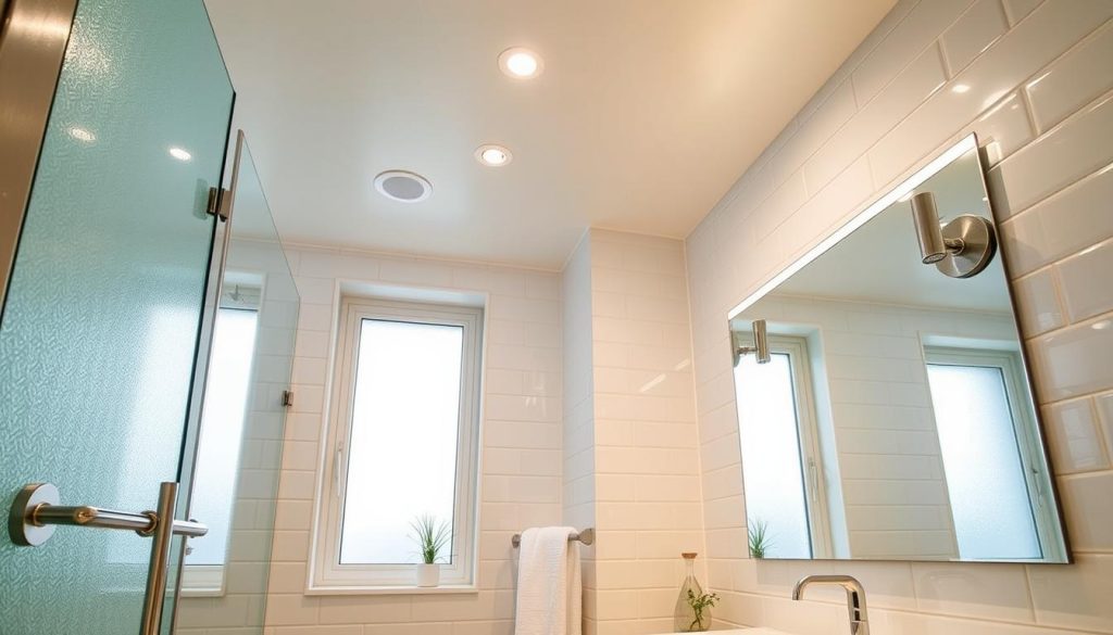 Space-enhancing lighting techniques for small bathrooms