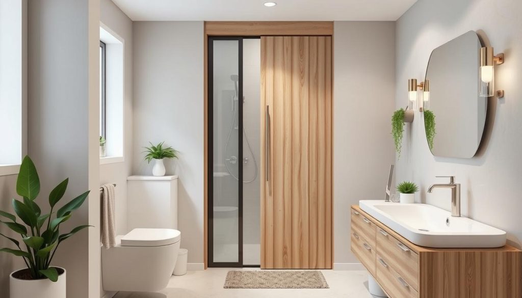 Space-saving bathroom doors