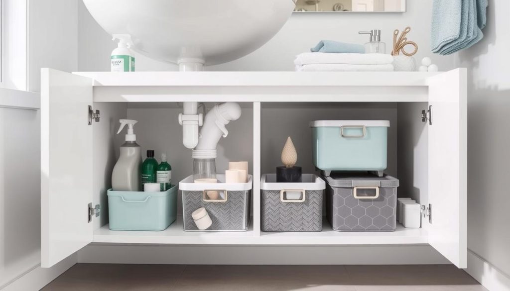 Space-saving under-sink shelves