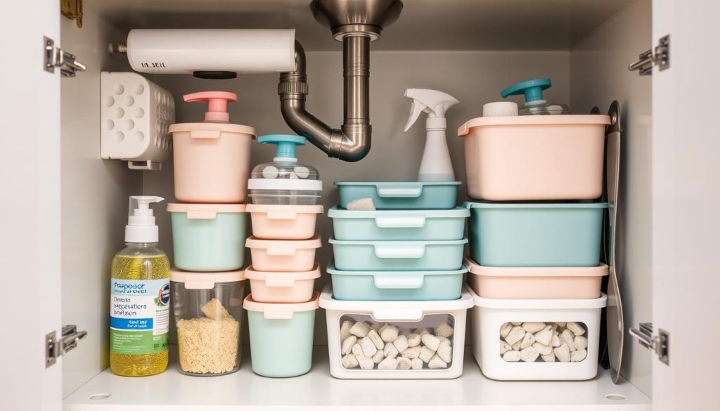 Stackable containers for under-sink storage