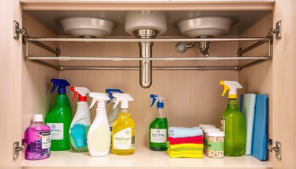 Tension rods for under-sink organization