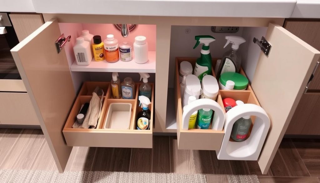 Under-sink decluttering with U-shaped pull-outs