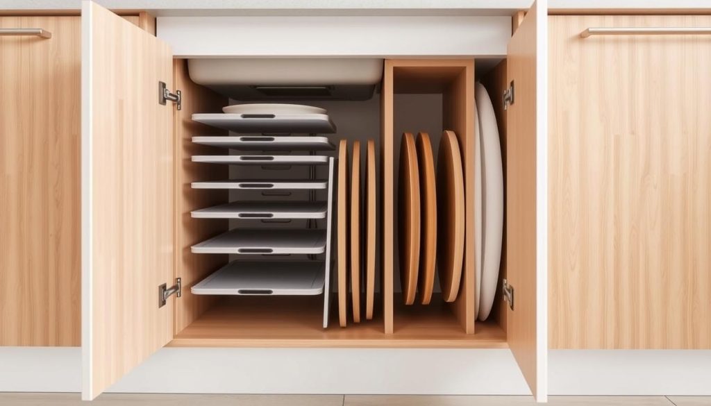 Vertical dividers for kitchen storage