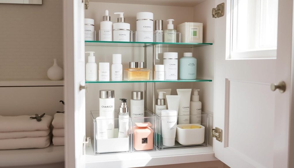 bathroom cabinet organization