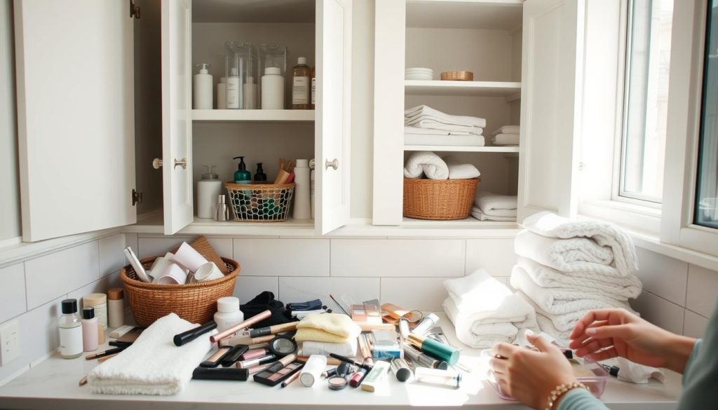 bathroom decluttering process