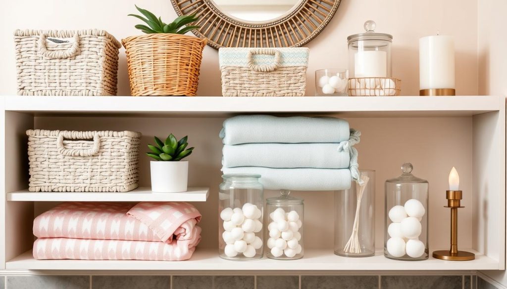 bathroom shelf arrangement