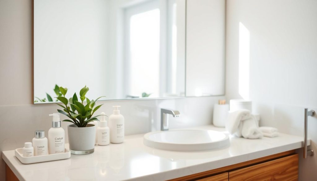 decluttering bathroom counters