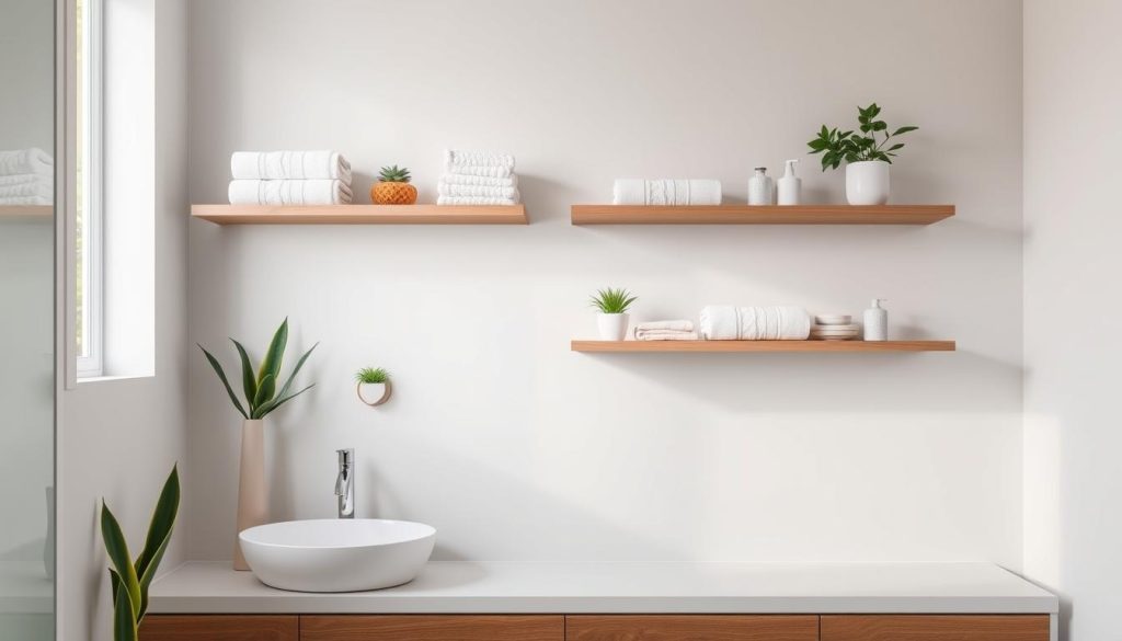 floating shelves bathroom storage