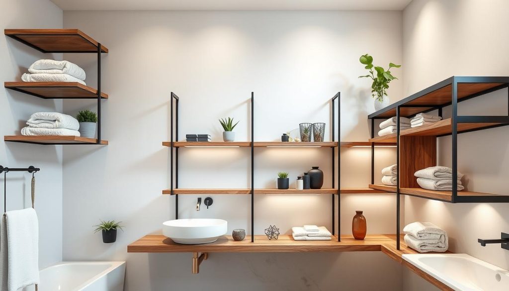 modern bathroom shelves