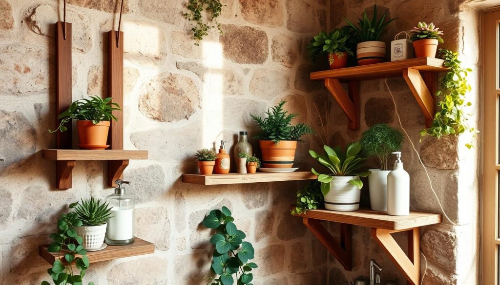 rustic bathroom shelves