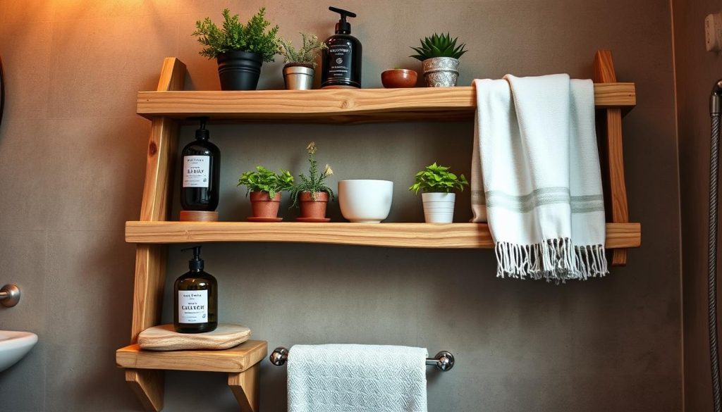 rustic bathroom shelves