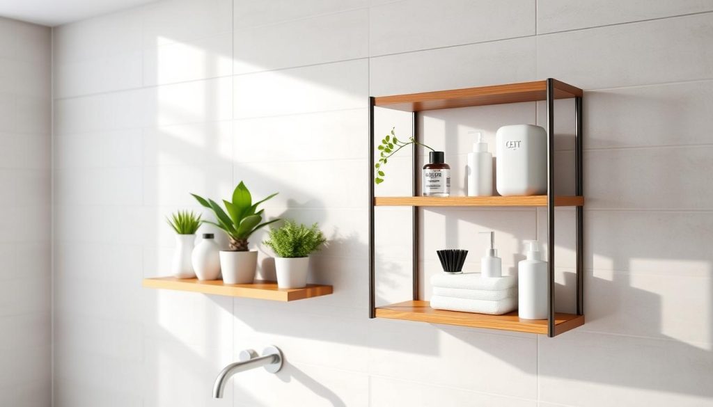 space-saving bathroom shelves