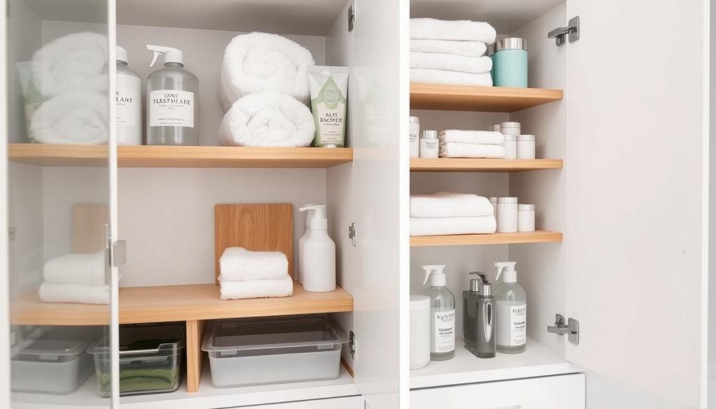 Bathroom cabinet organizers