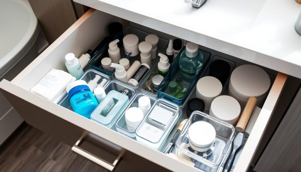 Bathroom drawer organizers