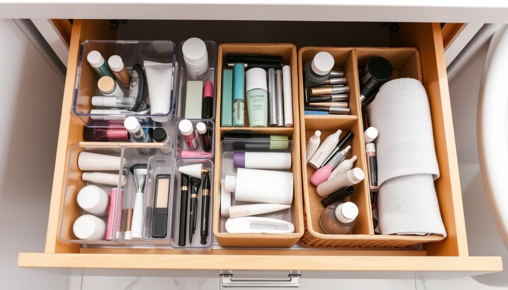 Bathroom drawer organizers