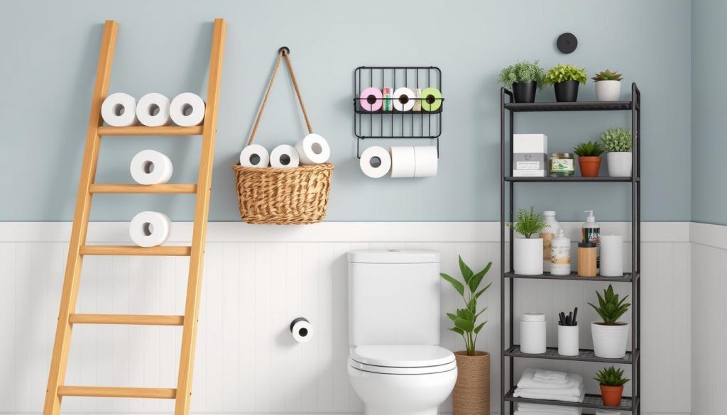 Bathroom storage solutions for toilet paper