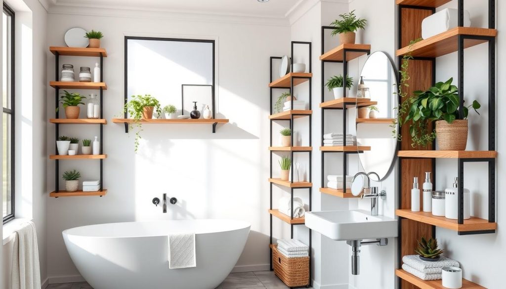 Bathroom storage solutions using vertical space