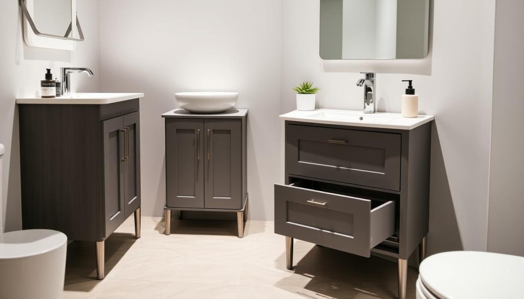 Compact bathroom vanities