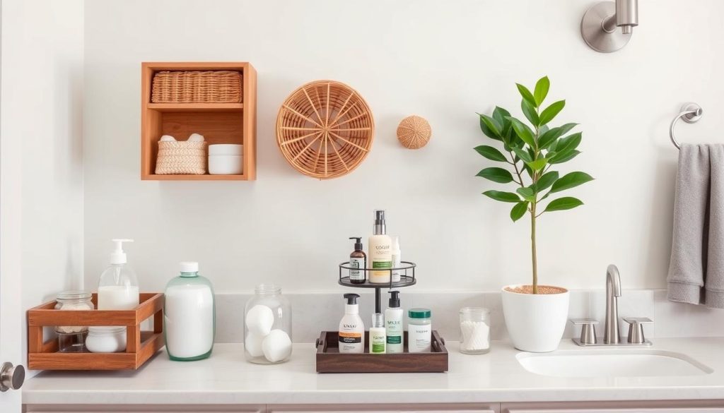 DIY bathroom counter organization