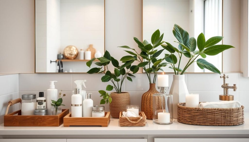 DIY bathroom counter organization