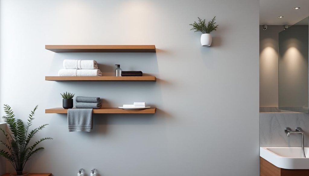 Floating bathroom shelves