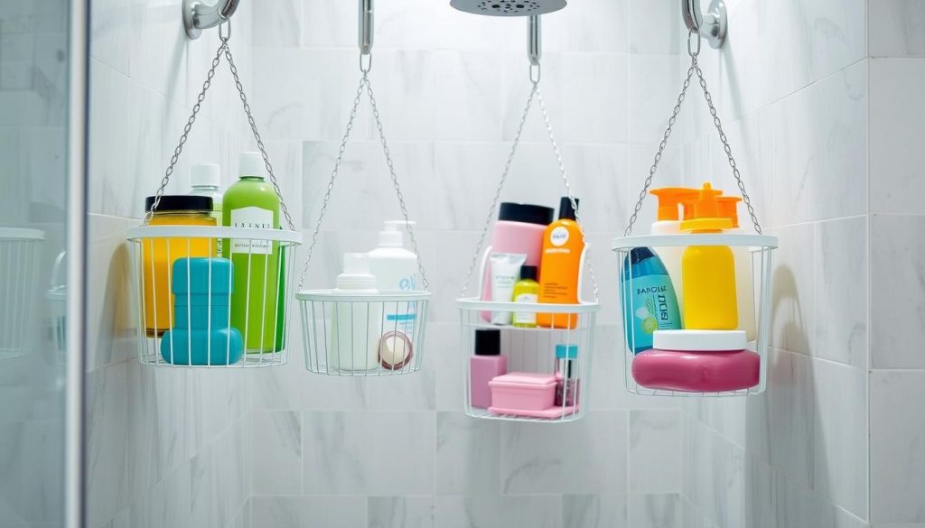 Hanging bathroom caddies for shower organization