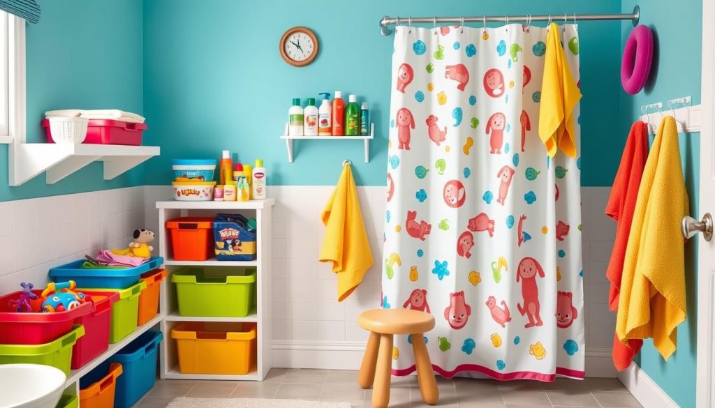 Kids' bathroom organizing