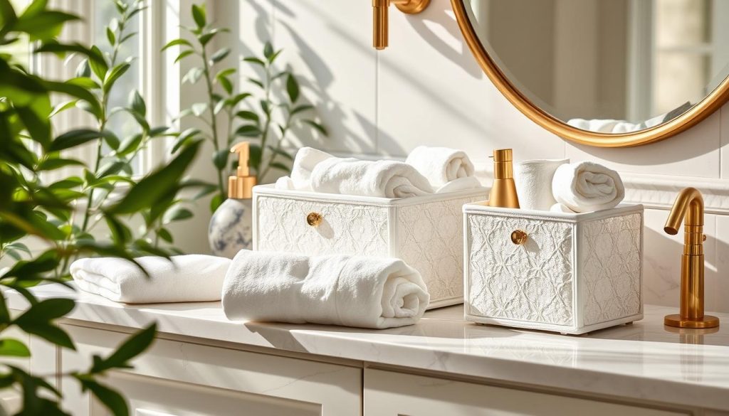 Luxurious linen organizers for bathroom decor