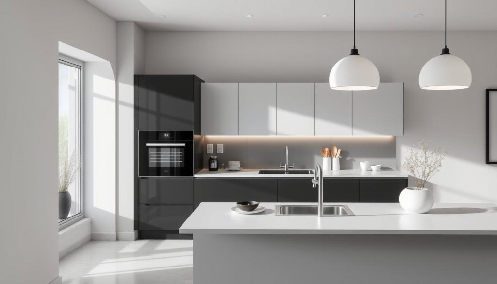 Minimalist kitchen design with coordinated colors