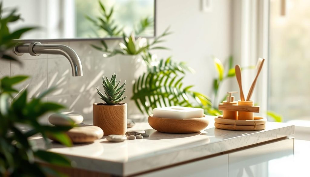 Natural elements in bathroom