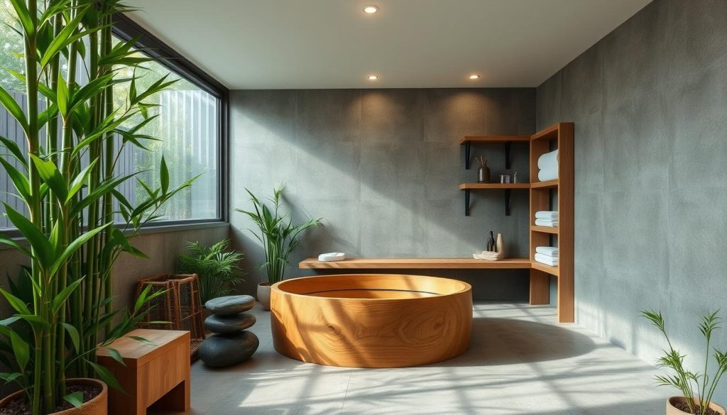 Natural elements in zen bathroom design