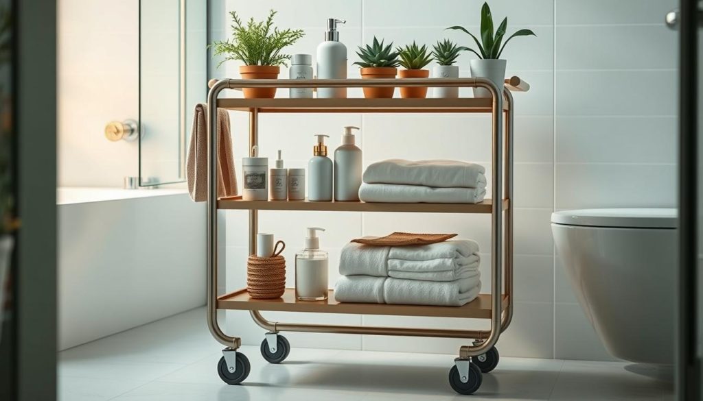 Rolling cart for bathroom storage