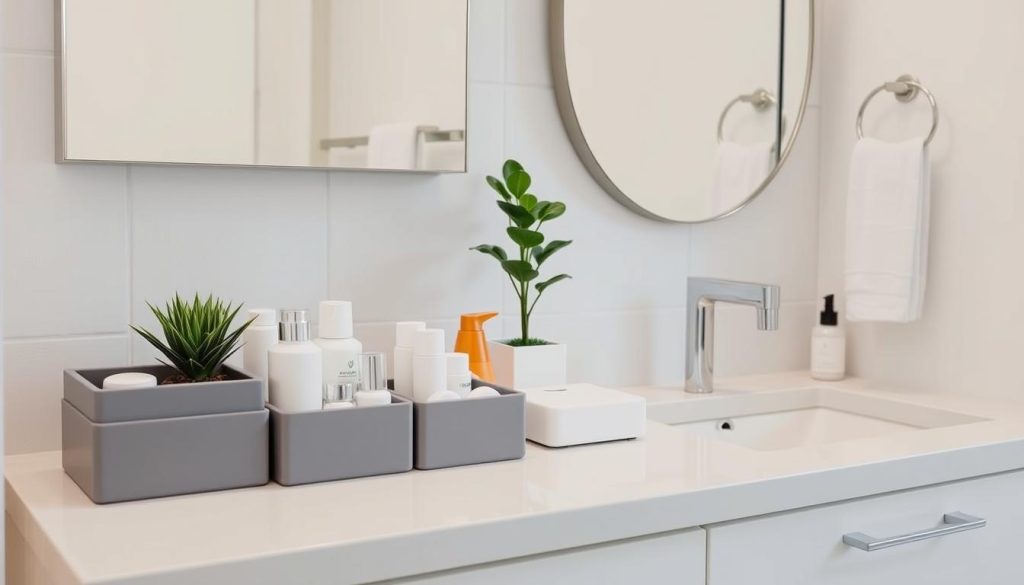 Shared bathroom countertop organization