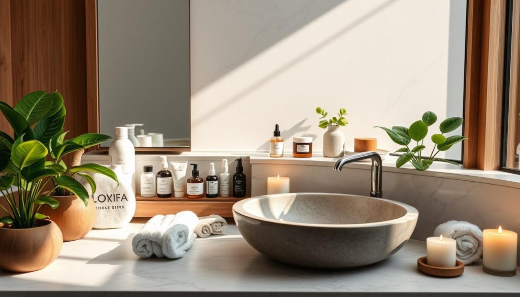 Spa-like bathroom organization