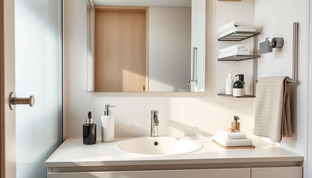 Space-saving solutions for small bathroom countertops