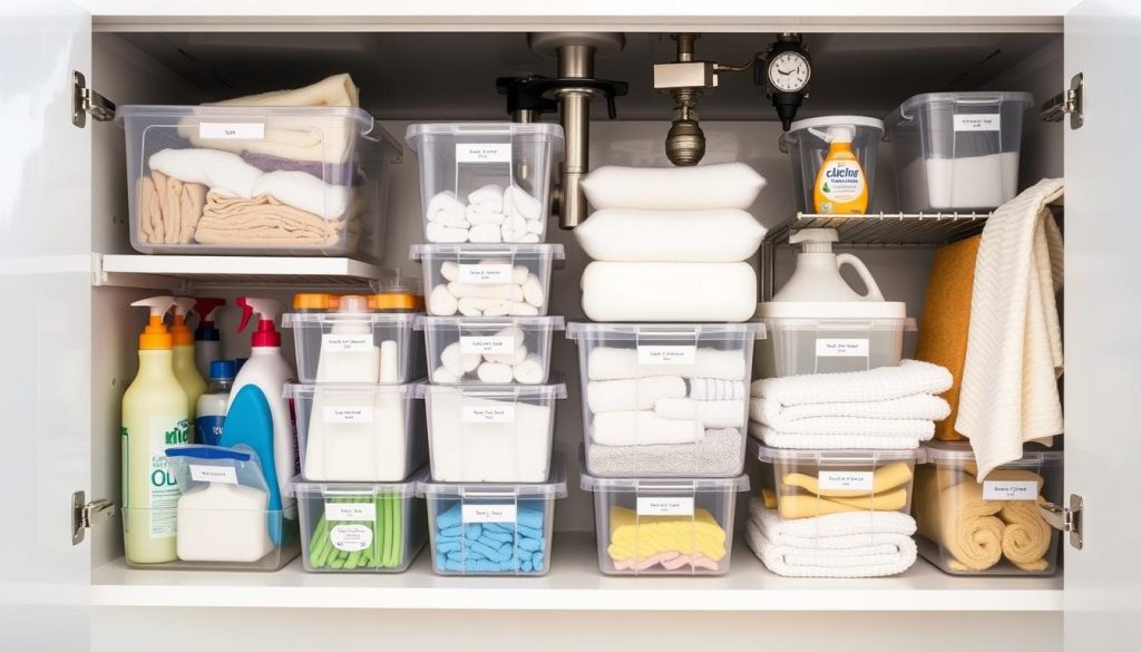 Stackable storage solutions for under-sink organization