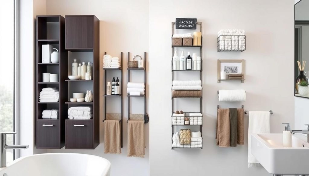 Vertical bathroom storage solutions