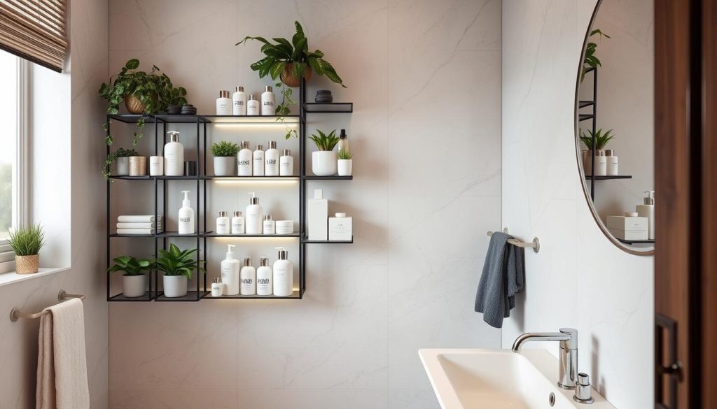 Vertical storage bathroom solutions