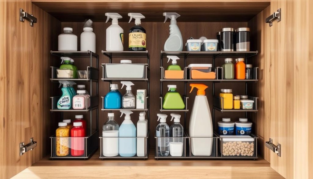 Vertical storage solutions for under-sink organization