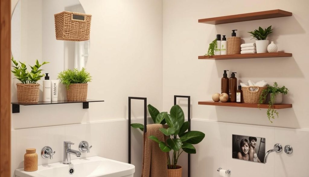 Wall-mounted storage solutions for maximizing bathroom space