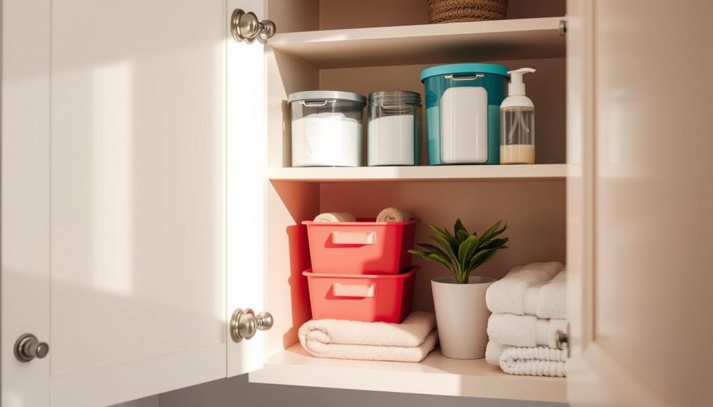 bathroom cabinet organization