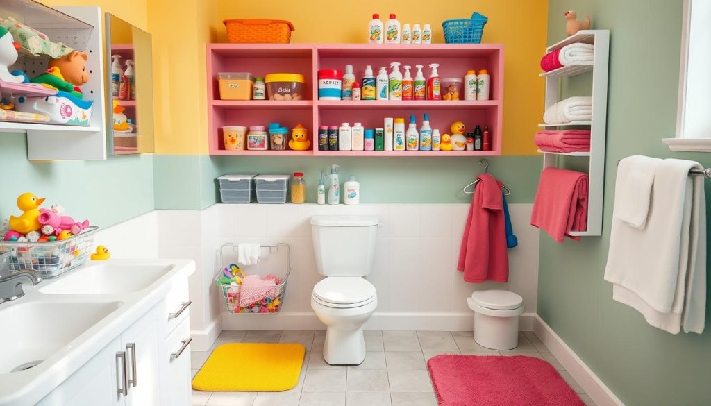 kids' bathroom organization