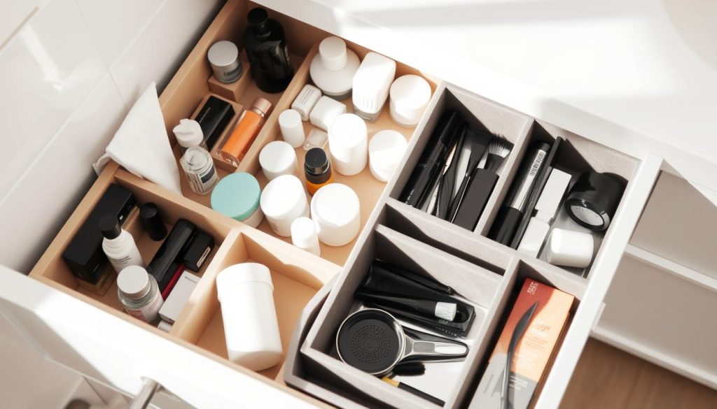 maximizing bathroom drawer space