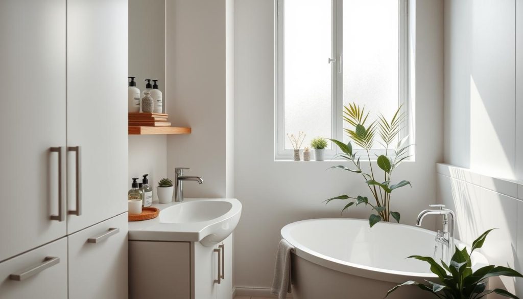 minimalist bathroom organization