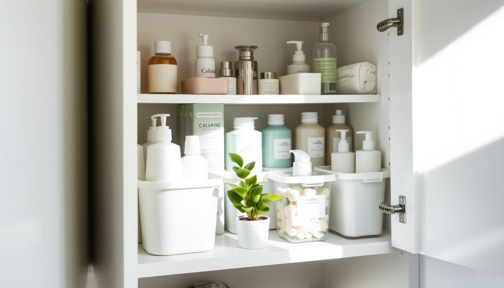 organize bathroom cabinets