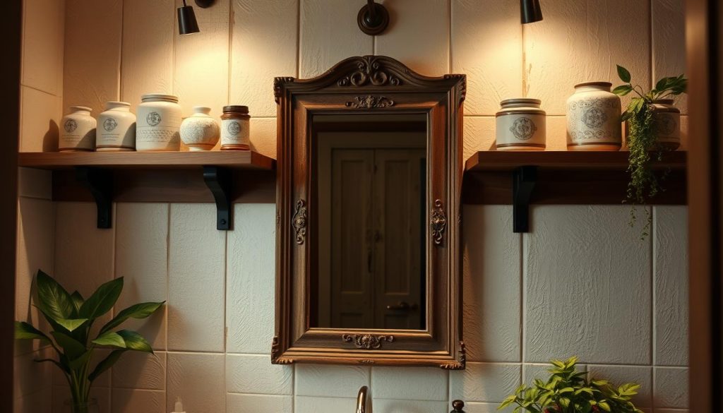 rustic accents in bathroom