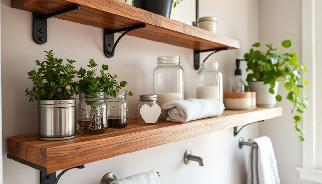 rustic decor bathroom shelves